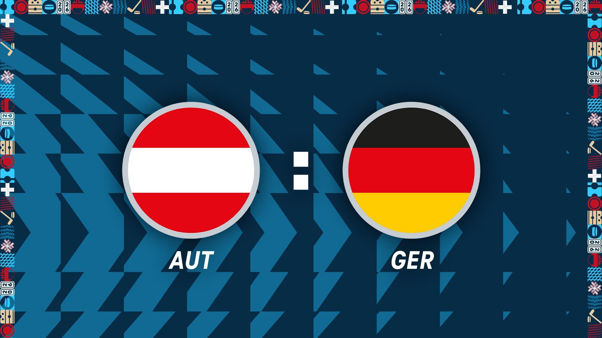 Werbegrafik mit den Länderflaggen von Österreich und Deutschland.